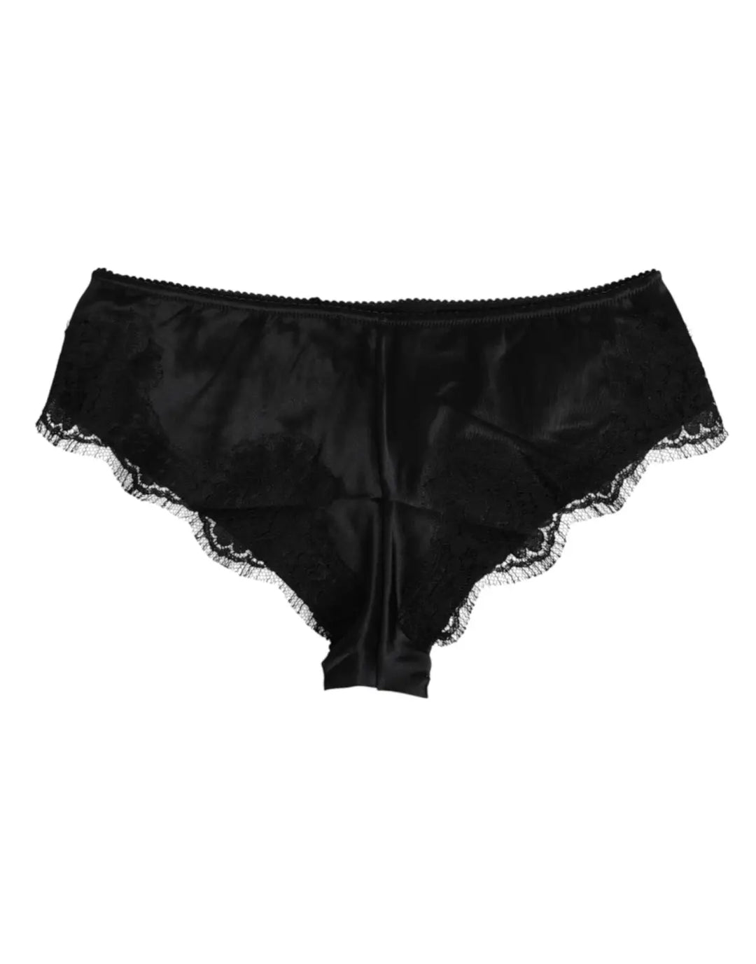 Dolce &amp; Gabbana Black Silk Satin Floral Lace Panty Brief Underwear