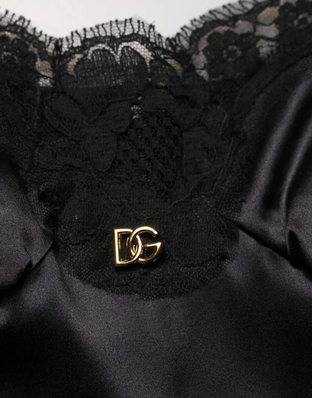 Dolce &amp; Gabbana Black Silk Satin Lace Sleeveless Mini Dress