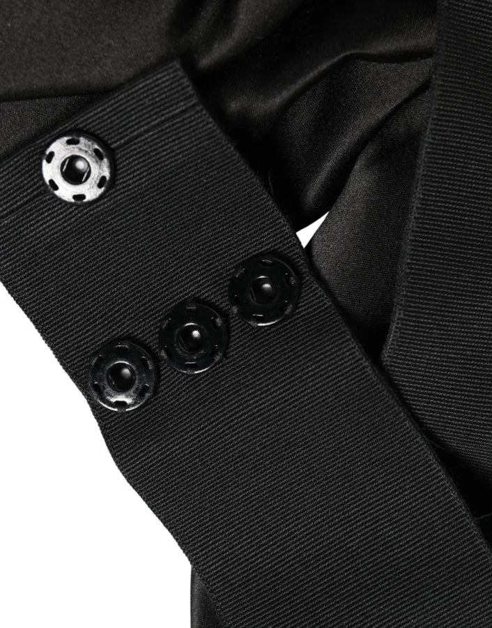Dolce &amp; Gabbana Black Silk Satin Sash Wide Waist Women Belt