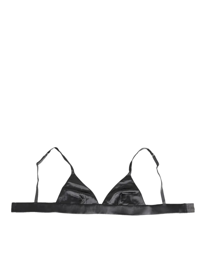 Dolce &amp; Gabbana Black Silk Satin Triangle Soft Cup Underwear