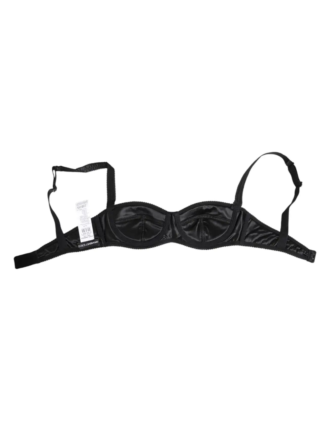 Dolce &amp; Gabbana Black Silk Satin Wireless Lingerie Bra Underwear