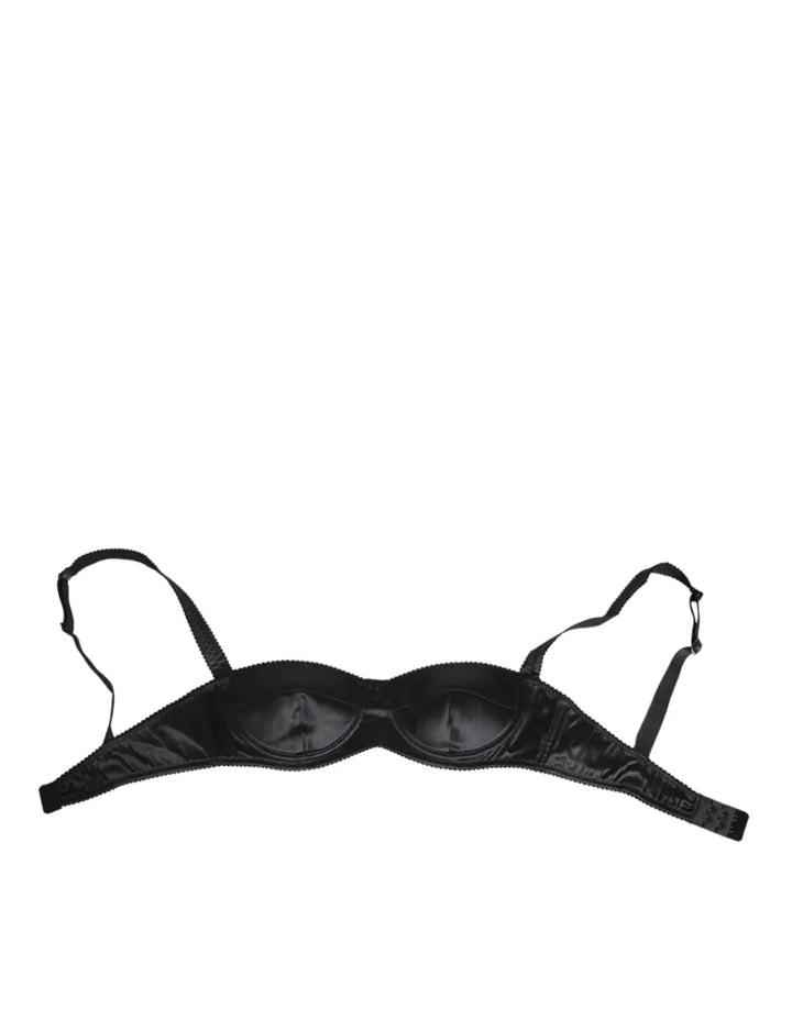 Dolce &amp; Gabbana Black Silk Satin Wireless Lingerie Bra Underwear