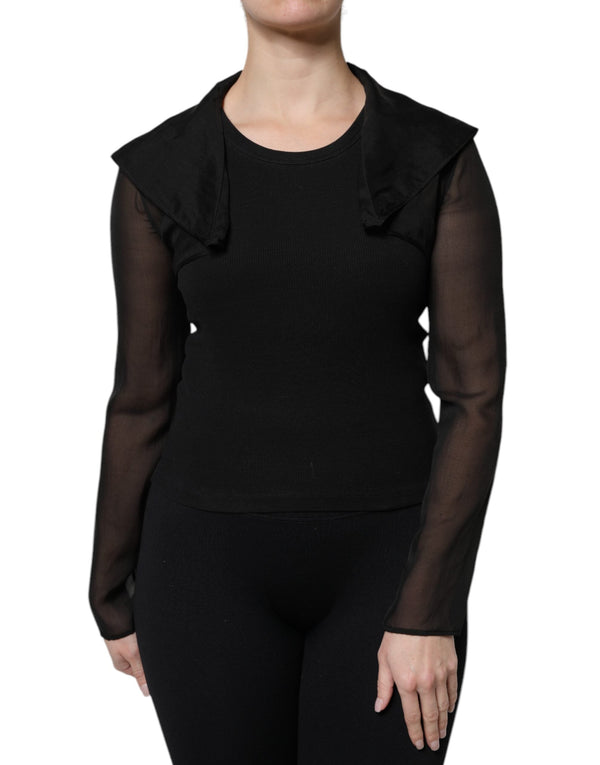 Dolce & Gabbana Blouses - Women’s Black Silk Sheer Long Sleeves Blouse Top