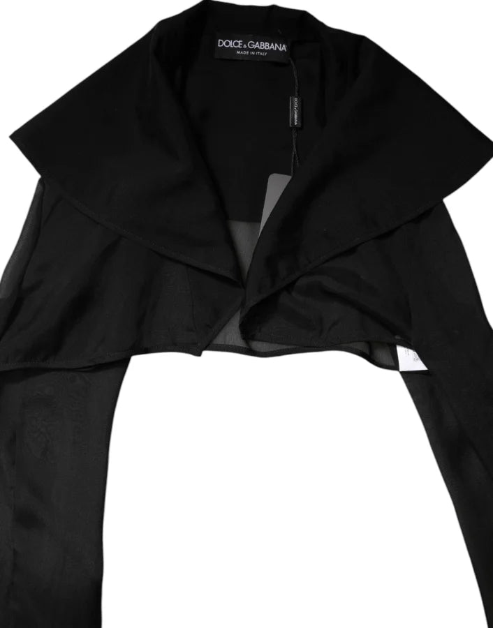 Dolce &amp; Gabbana Black Silk Sheer Long Sleeves Blouse Top