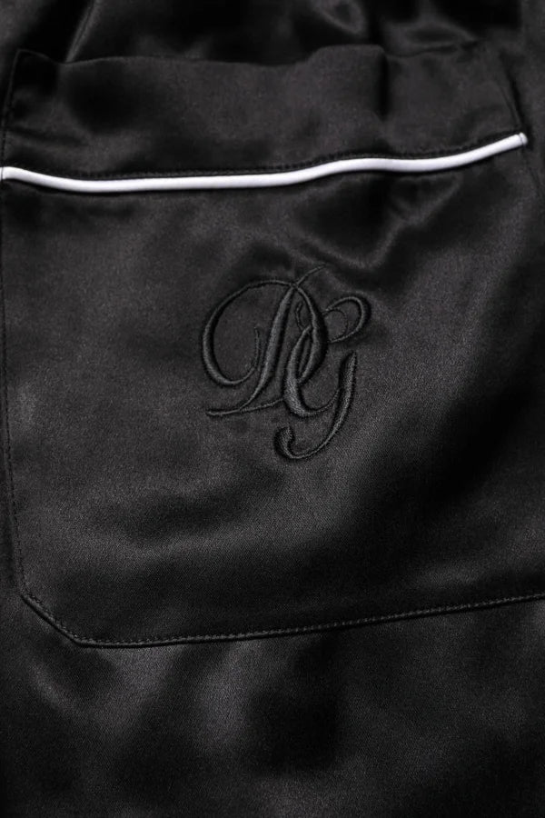 Dolce &amp; Gabbana Black Silk Shirt Pants Pajama Set Sleepwear