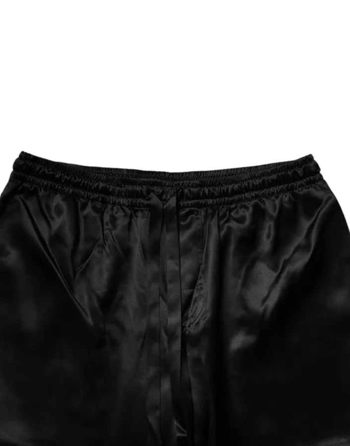 Dolce &amp; Gabbana Black Silk Shirt Pants Pajama Set Sleepwear