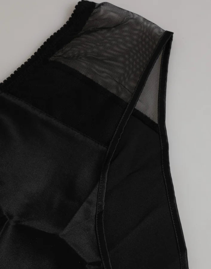 Dolce &amp; Gabbana Black Silk Stretch High Waist Panty Underwear