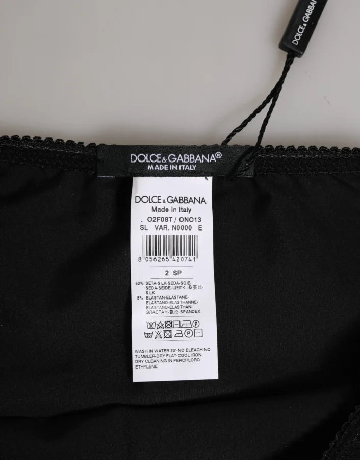 Dolce &amp; Gabbana Black Silk Stretch High Waist Panty Underwear