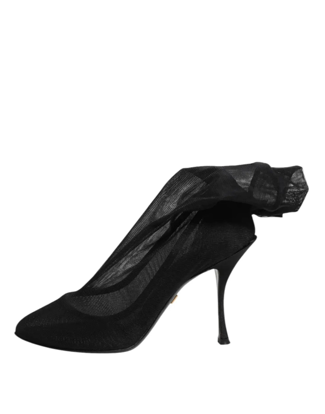 Dolce &amp; Gabbana Black Silk Stretch Mesh Sock Boots Shoes
