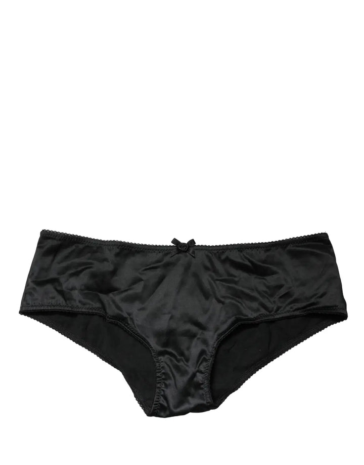 Dolce &amp; Gabbana Black Silk Stretch Mid Waist Brief Panty Underwear