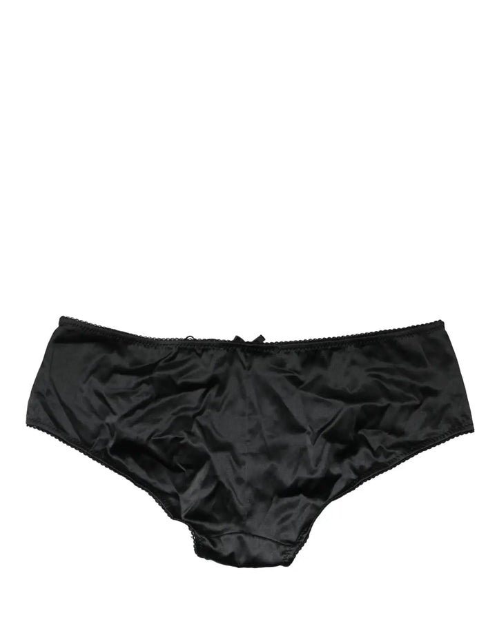 Dolce &amp; Gabbana Black Silk Stretch Mid Waist Brief Panty Underwear