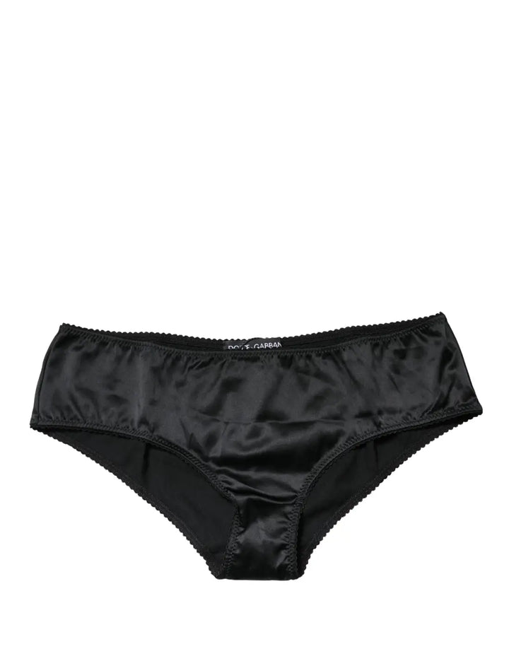 Dolce &amp; Gabbana Black Silk Stretch Mid Waist Brief Panty Underwear