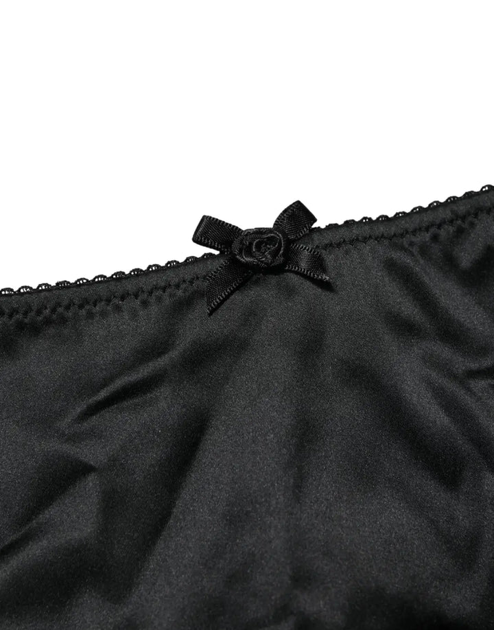Dolce &amp; Gabbana Black Silk Stretch Mid Waist Brief Panty Underwear