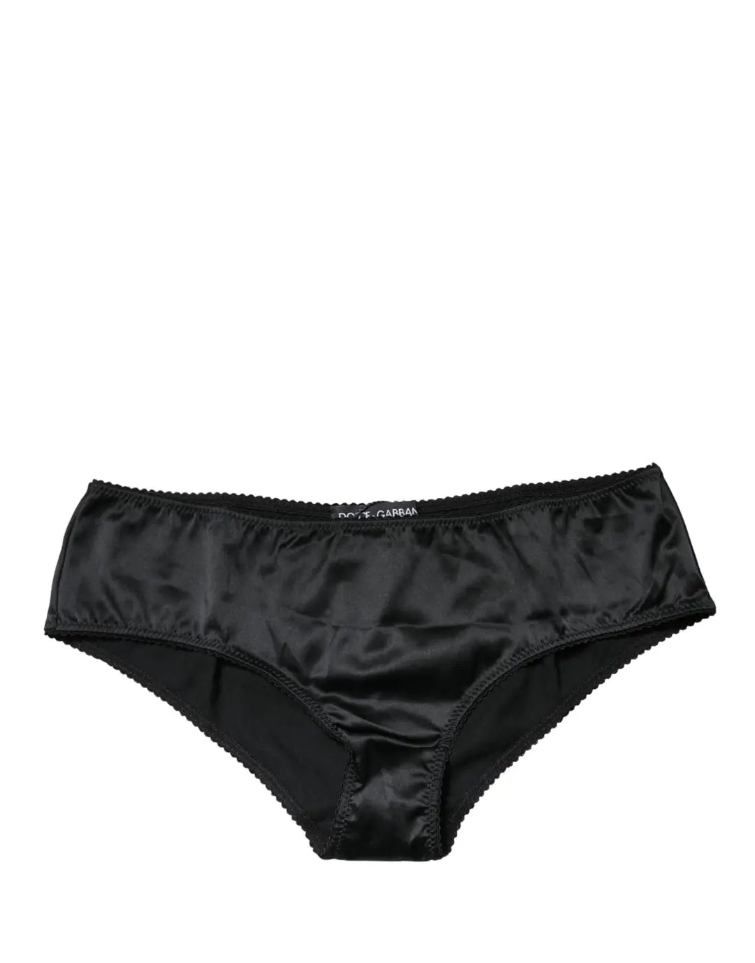 Dolce &amp; Gabbana Black Silk Stretch Mid Waist Brief Panty Underwear