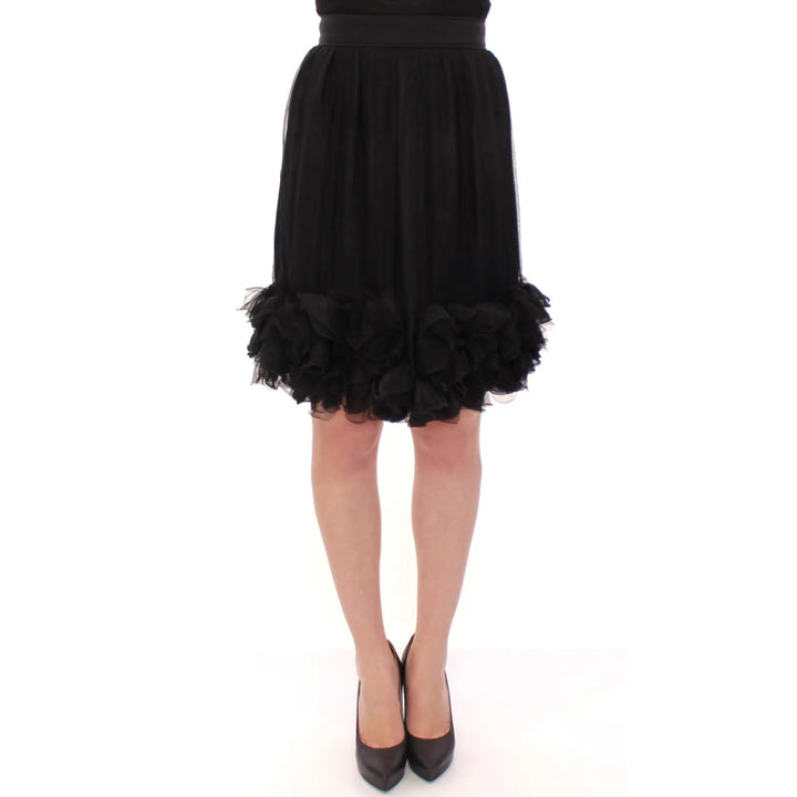 Dolce & Gabbana Black Silk Transparent Above Knees Skirt