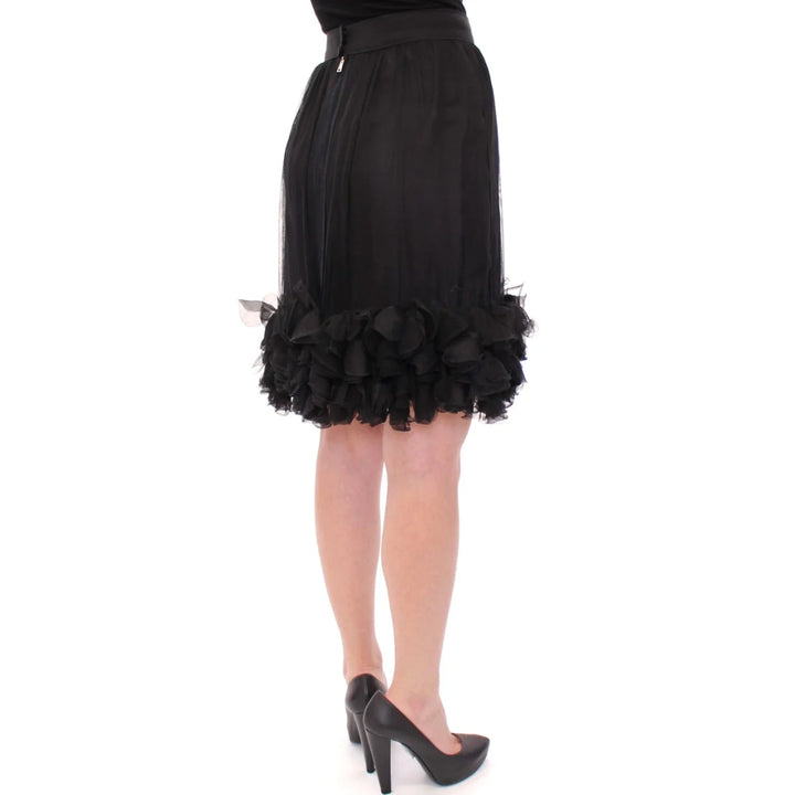 Dolce & Gabbana Black Silk Transparent Above Knees Skirt