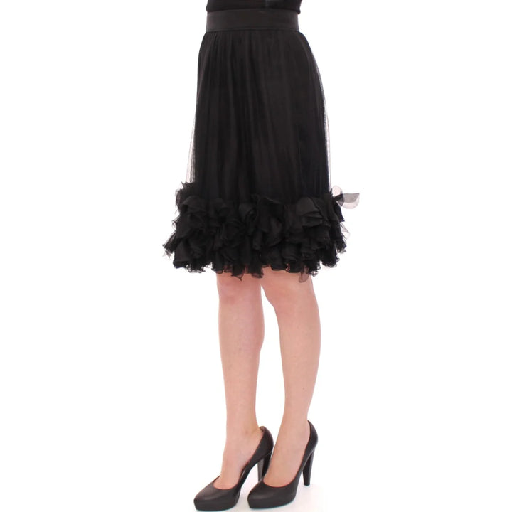 Dolce & Gabbana Black Silk Transparent Above Knees Skirt