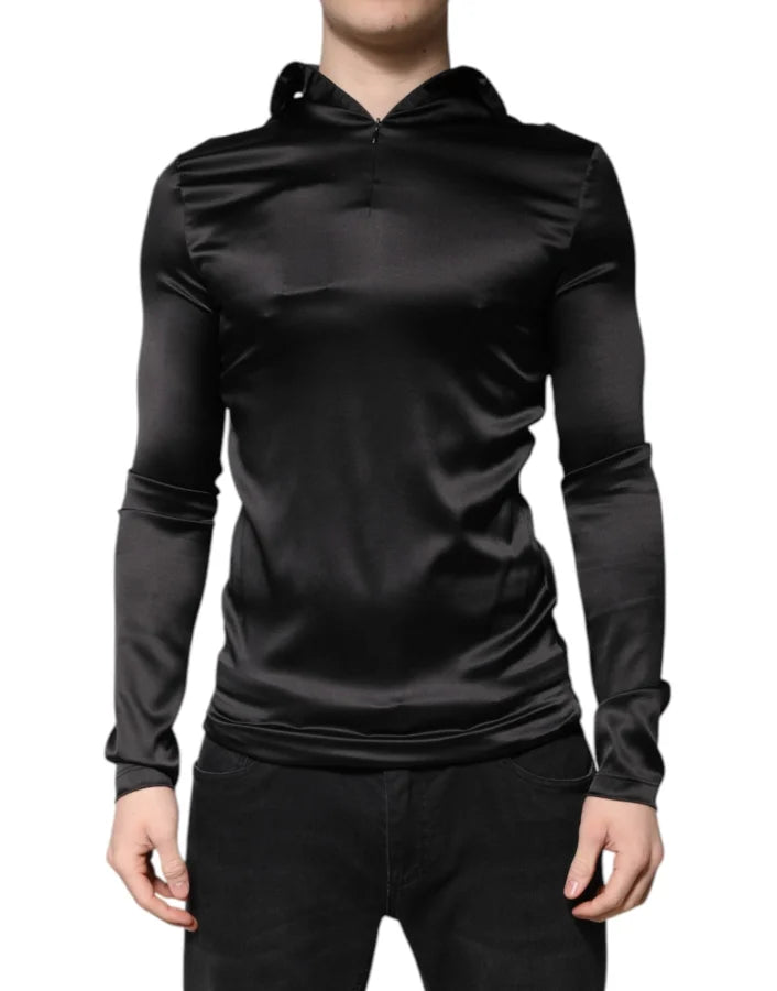 Dolce &amp; Gabbana Black Silk Turtleneck Men Pullover Sweater