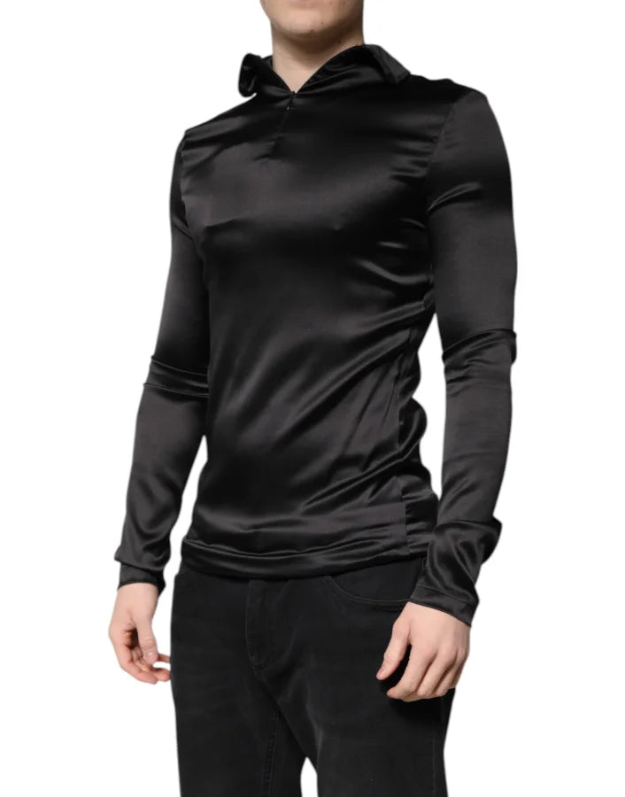 Dolce &amp; Gabbana Black Silk Turtleneck Men Pullover Sweater