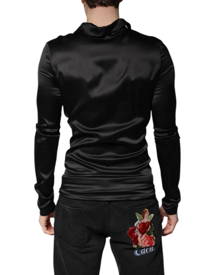 Dolce &amp; Gabbana Black Silk Turtleneck Men Pullover Sweater