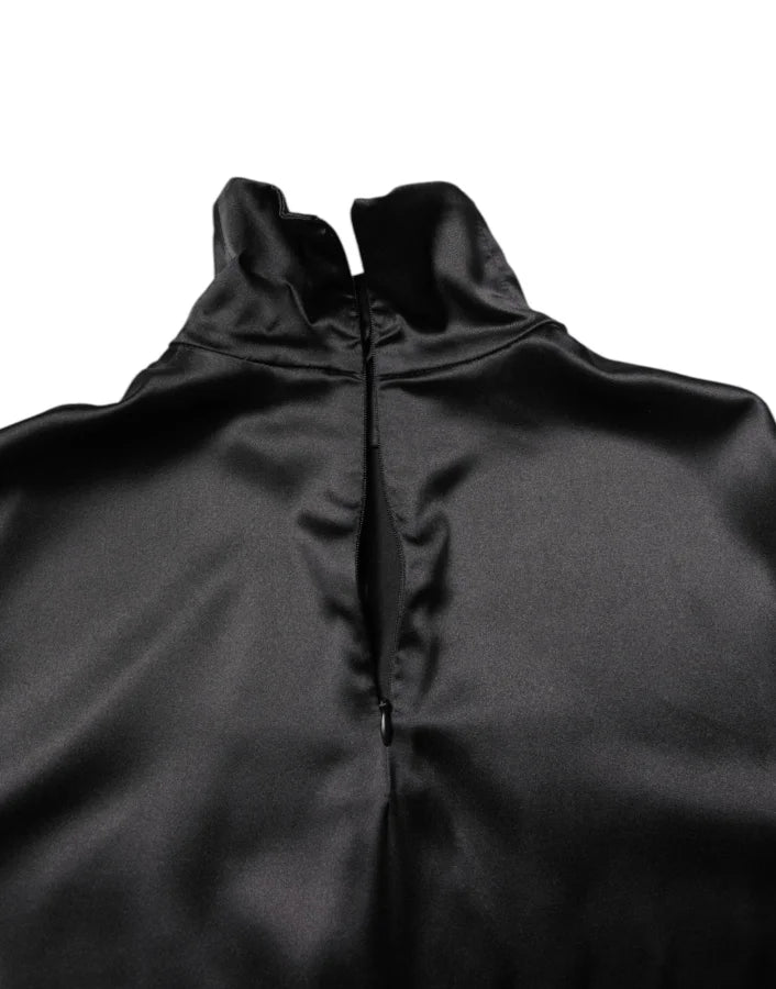Dolce &amp; Gabbana Black Silk Turtleneck Men Pullover Sweater