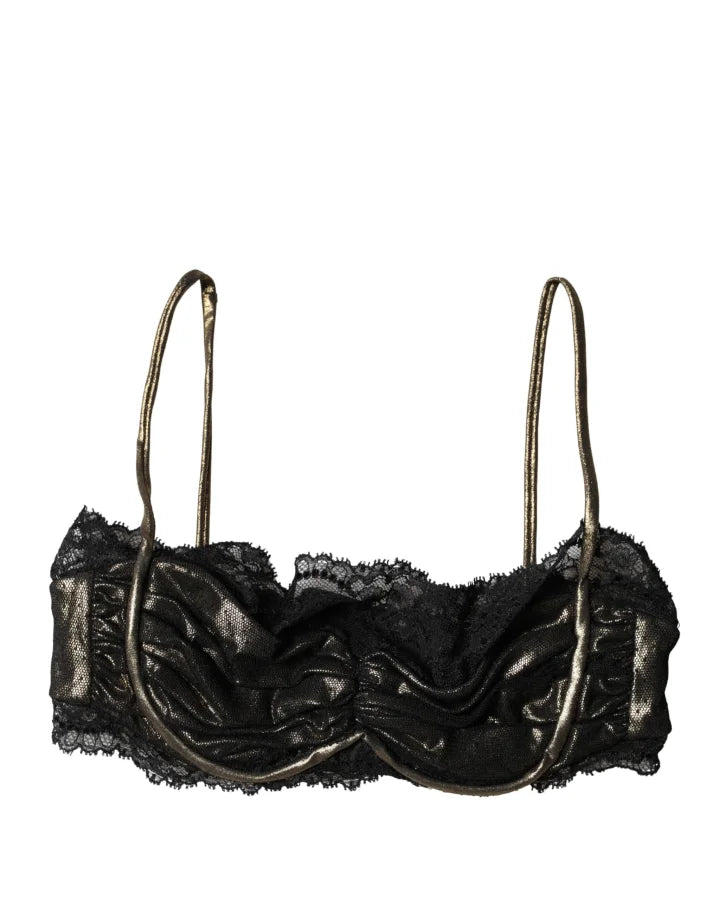 Dolce &amp; Gabbana Black Silk Underwired Balconnet Bra Underwear