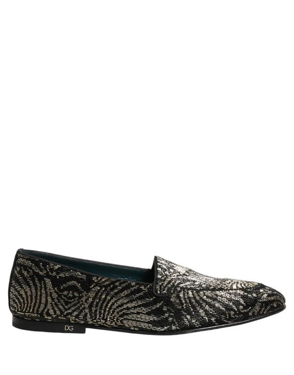 Dolce & Gabbana Black Silver Embellished Dress Loafers Shoes