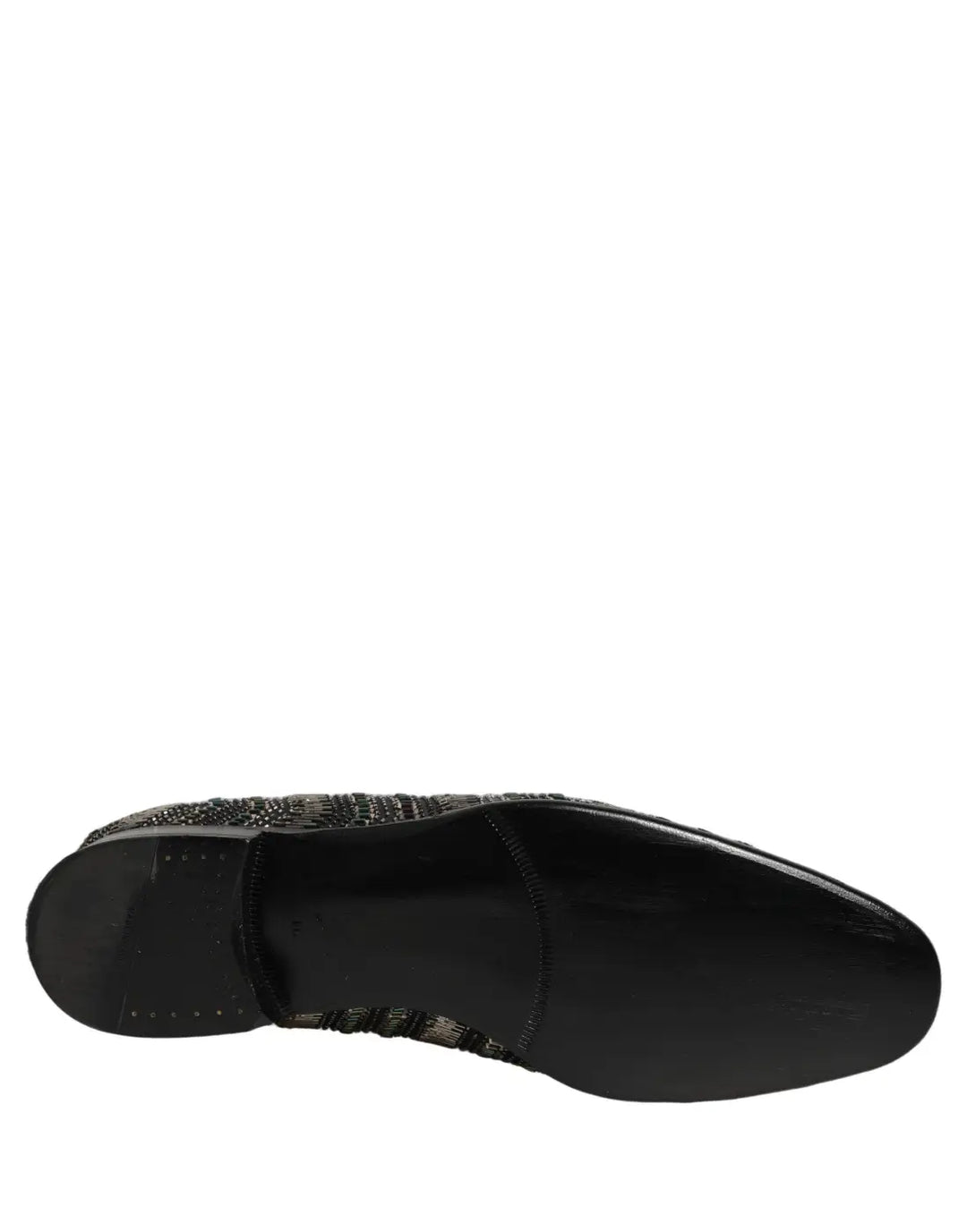 Dolce &amp; Gabbana Black Silver Embellished Slip On Loafers Shoes