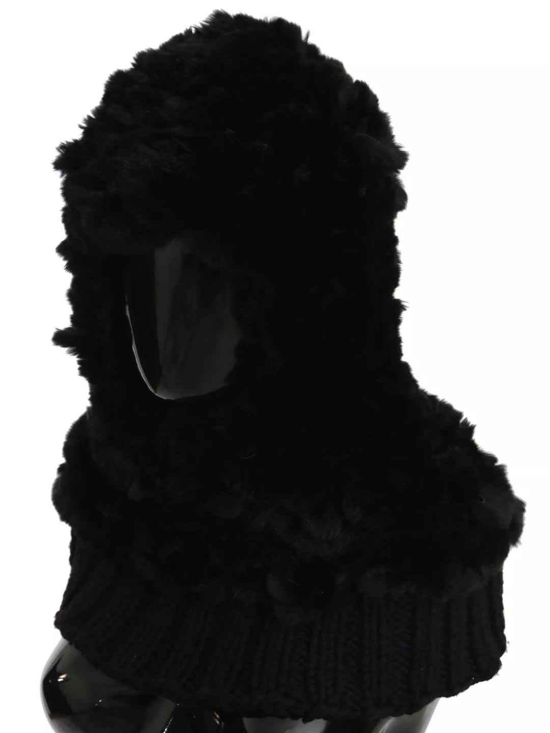 Écharpe à capuche en cachemire et fourrure de renard argenté noir Dolce &amp;amp; Gabbana
