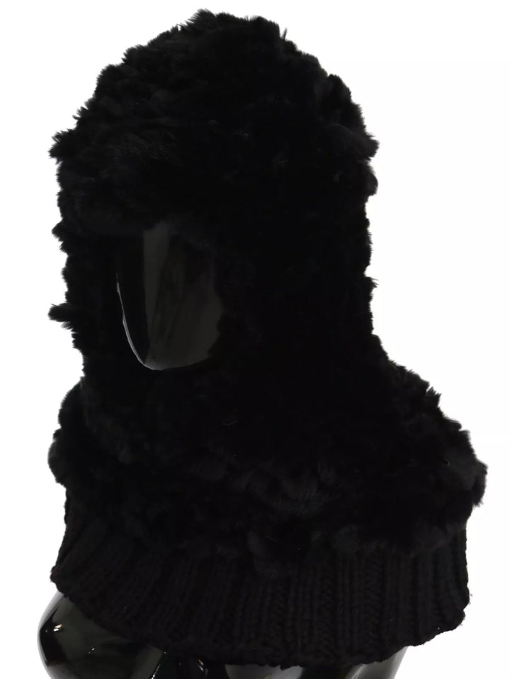 Écharpe à capuche en cachemire et fourrure de renard argenté noir Dolce &amp;amp; Gabbana