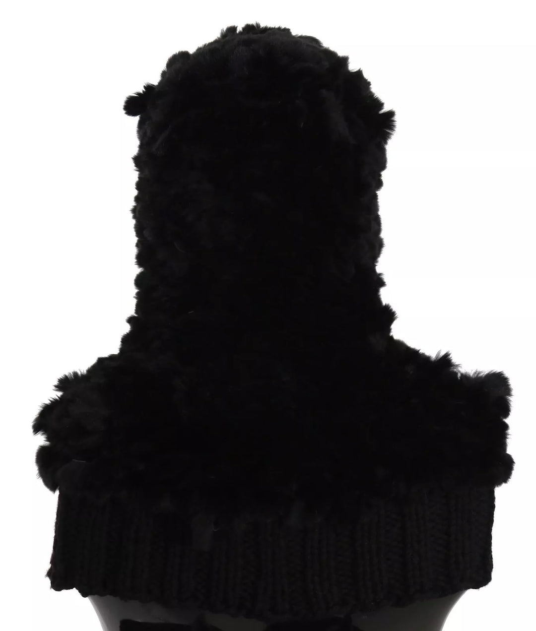 Écharpe à capuche en cachemire et fourrure de renard argenté noir Dolce &amp;amp; Gabbana