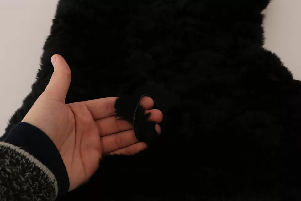 Écharpe à capuche en cachemire et fourrure de renard argenté noir Dolce &amp;amp; Gabbana