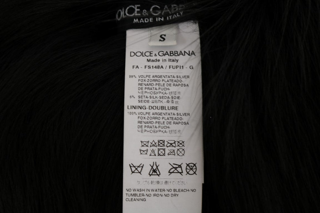 Dolce &amp; Gabbana Black Silver Fox Fur Scarf