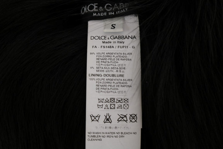 Dolce &amp; Gabbana Black Silver Fox Fur Scarf