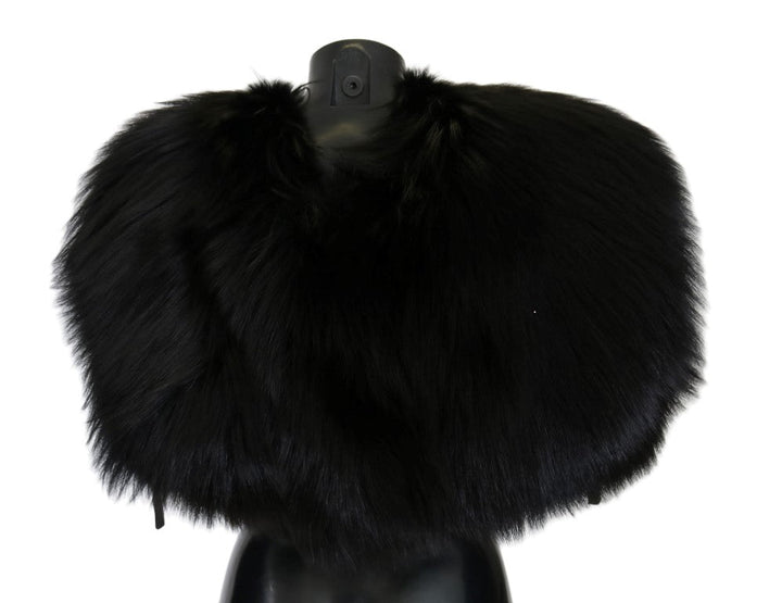 Dolce &amp; Gabbana Black Silver Fox Fur Scarf