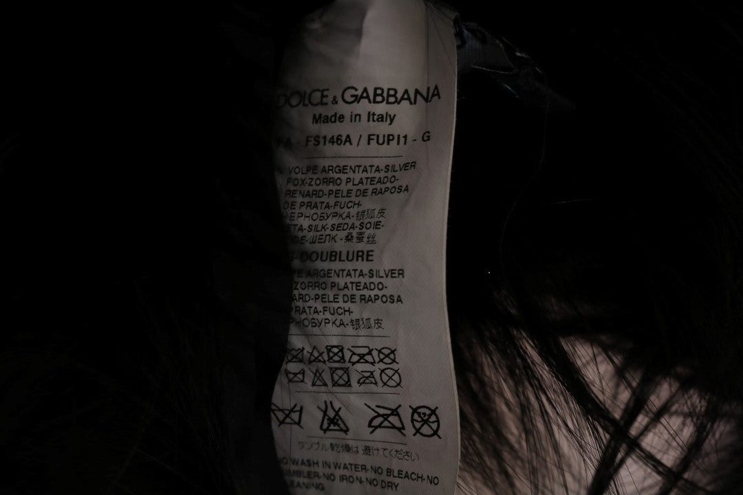 Dolce &amp; Gabbana Black Silver Fox Fur Scarf