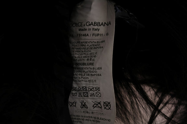 Dolce &amp; Gabbana Black Silver Fox Fur Scarf
