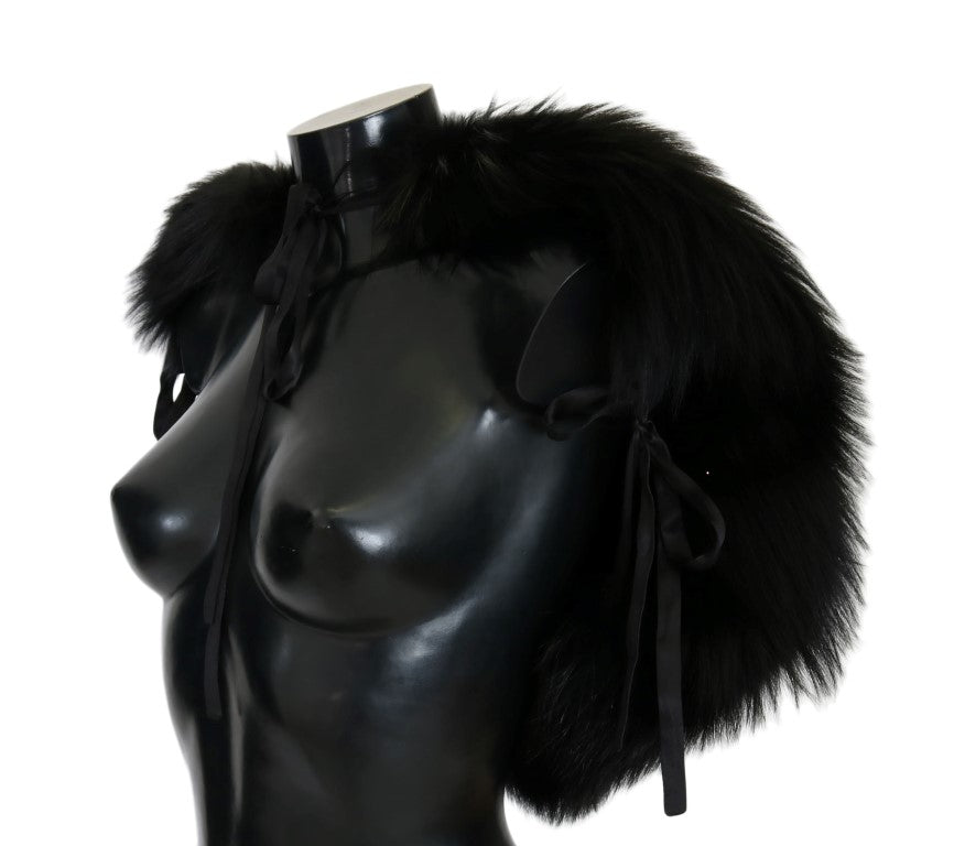 Dolce &amp; Gabbana Black Silver Fox Fur Scarf