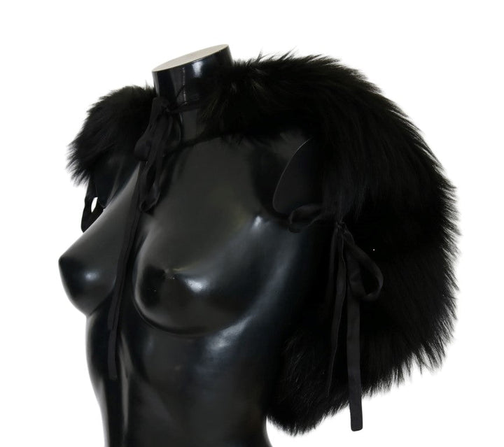 Dolce &amp; Gabbana Black Silver Fox Fur Scarf