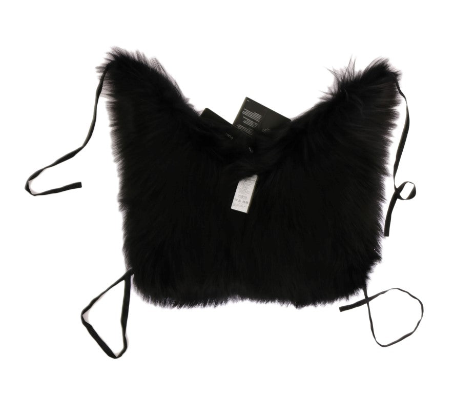 Dolce &amp; Gabbana Black Silver Fox Fur Scarf