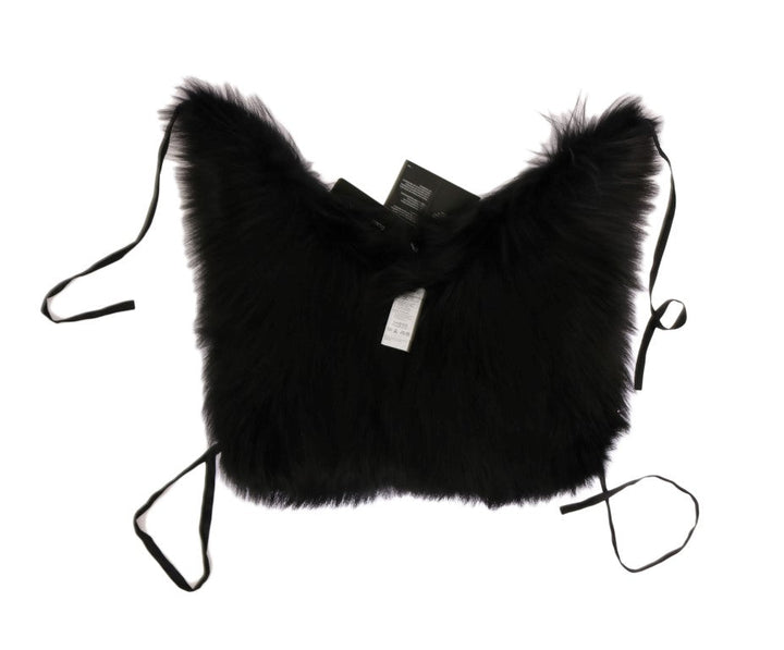 Dolce &amp; Gabbana Black Silver Fox Fur Scarf