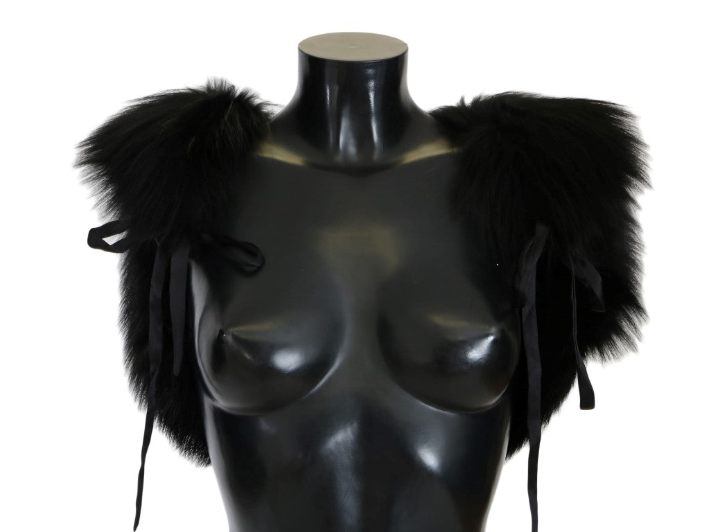 Dolce &amp; Gabbana Black Silver Fox Fur Scarf
