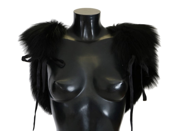 Dolce &amp; Gabbana Black Silver Fox Fur Scarf