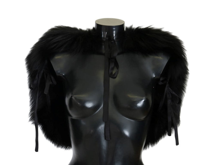 Dolce &amp; Gabbana Black Silver Fox Fur Scarf