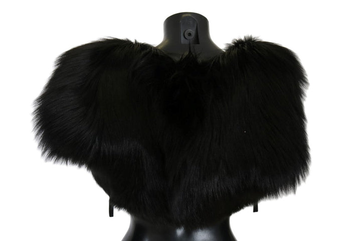 Dolce &amp; Gabbana Black Silver Fox Fur Scarf