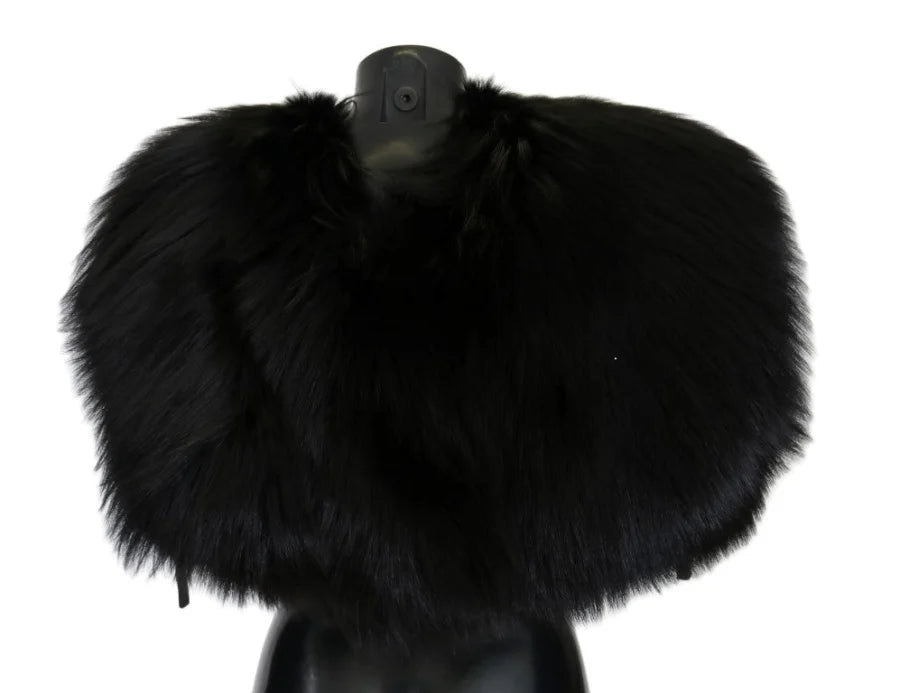 Dolce &amp; Gabbana Black Silver Fox Fur Scarf