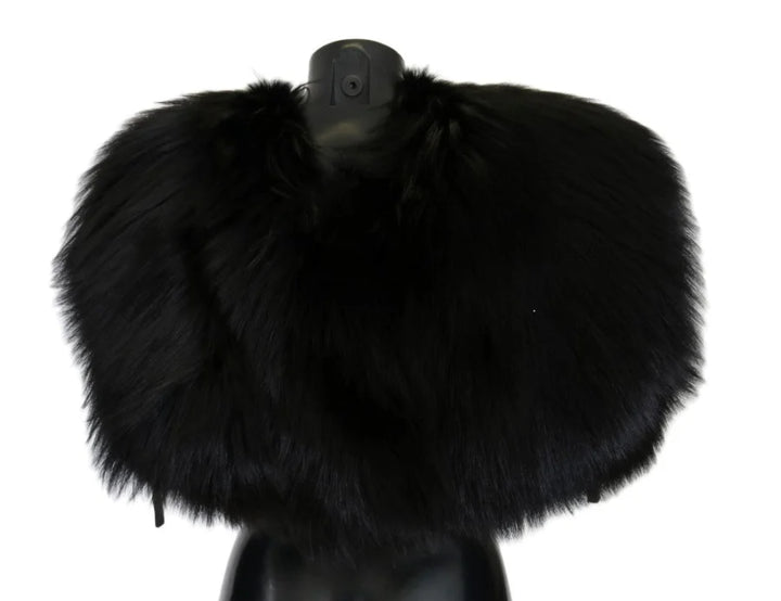 Dolce &amp; Gabbana Black Silver Fox Fur Scarf