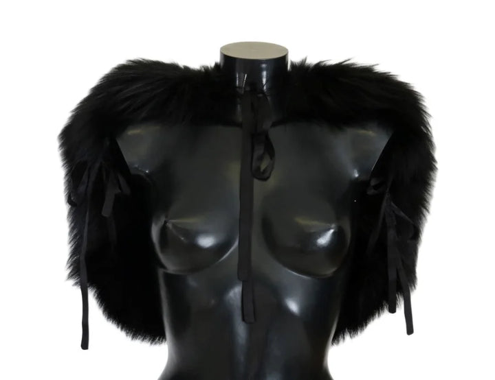 Dolce &amp; Gabbana Black Silver Fox Fur Scarf