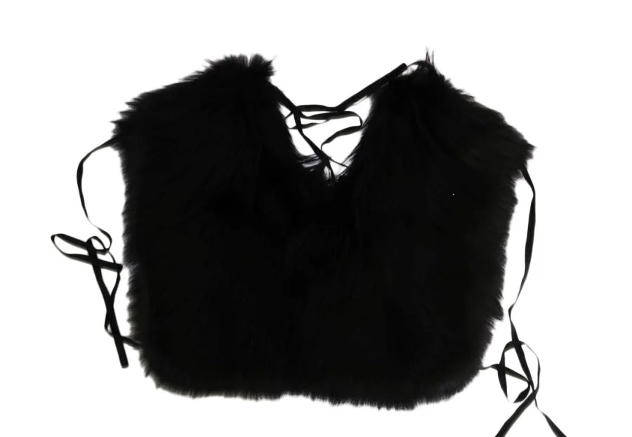 Dolce &amp; Gabbana Black Silver Fox Fur Scarf