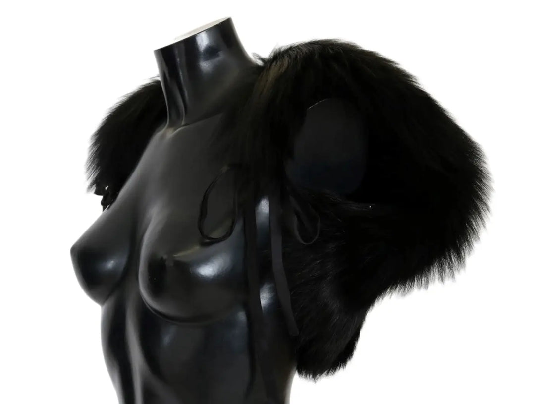 Dolce &amp; Gabbana Black Silver Fox Fur Scarf